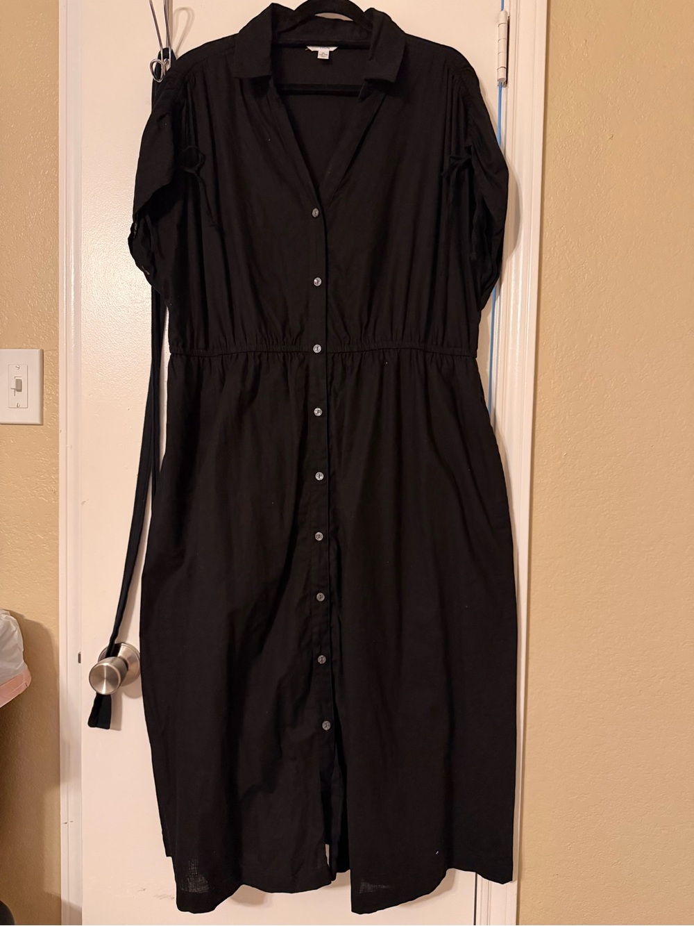 Black Button-Front Women's Shirt Dress